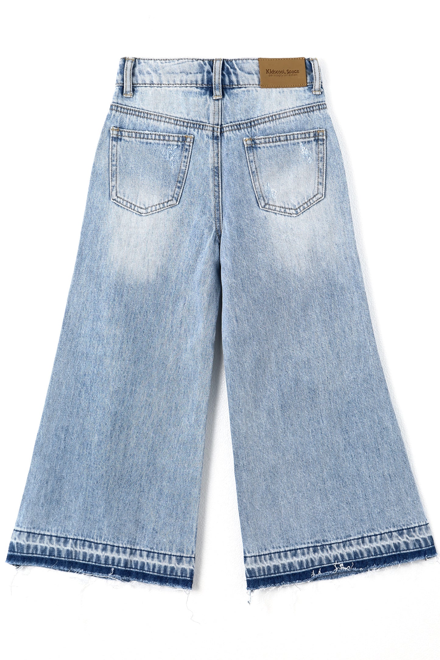 Girls Flare Little Big Girl Ripped Wide Leg Summer Jeans Pants