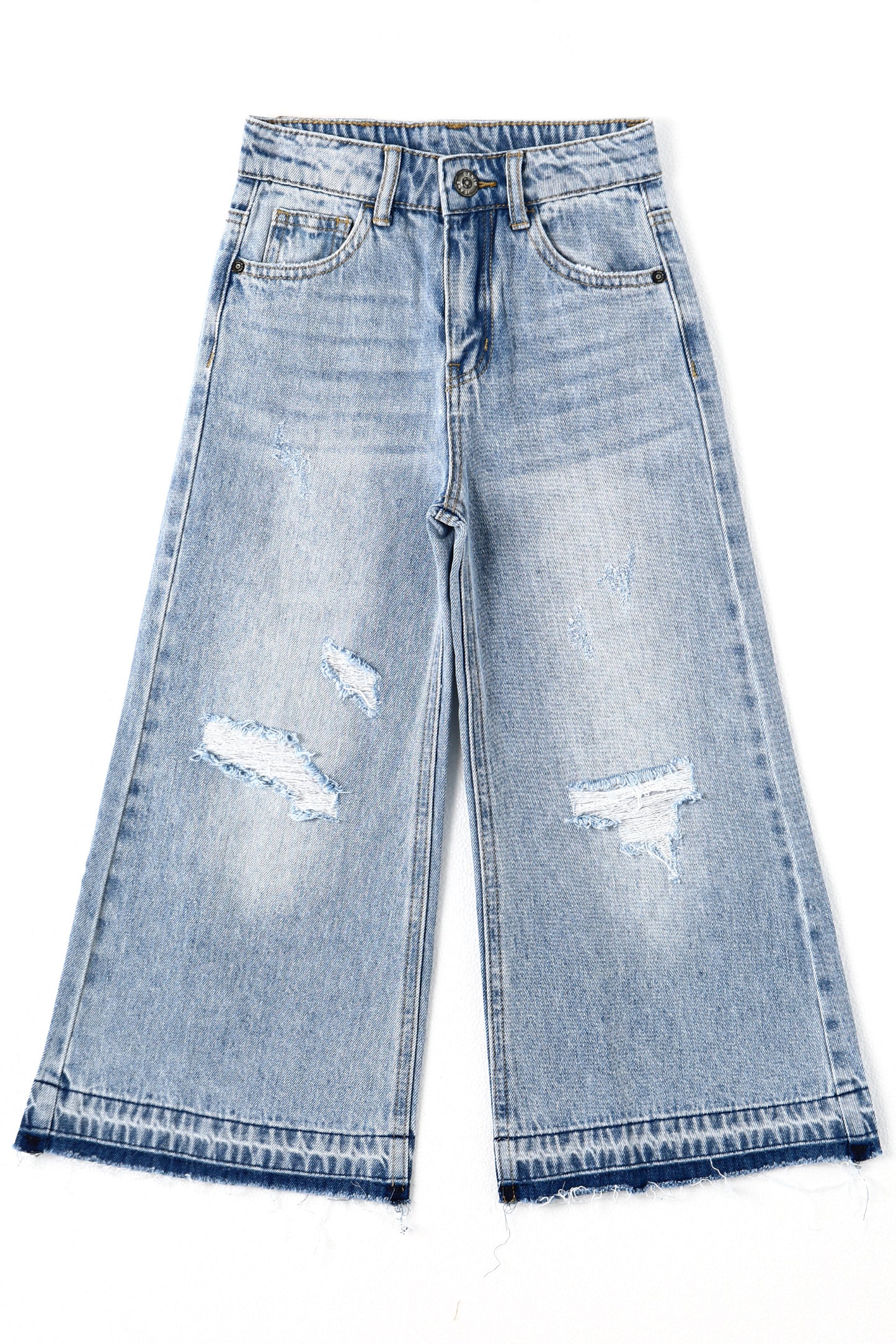 Girls Flare Little Big Girl Ripped Wide Leg Summer Jeans Pants