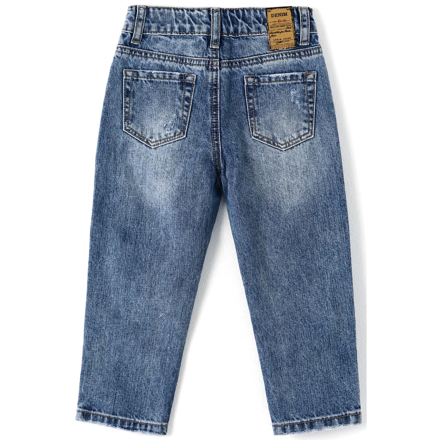 Baby Boys Jeans, Little Boy Elastic Band Inside Ripped Washed Soft Cotton Denim Pants