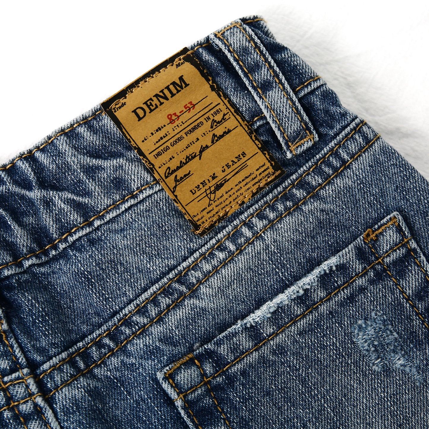 Baby Boys Jeans, Little Boy Elastic Band Inside Ripped Washed Soft Cotton Denim Pants