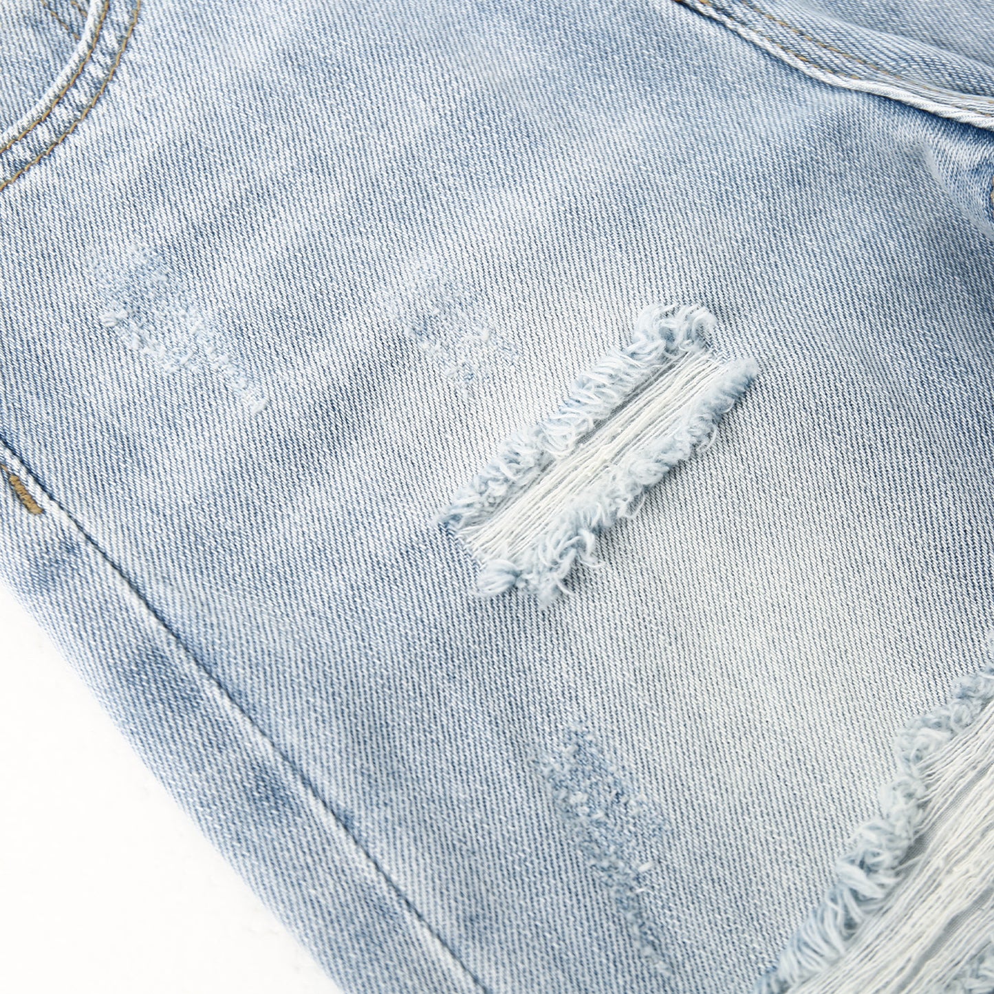 Baby Boys Elastic Band Ripped Washed Soft Cotton Jeans