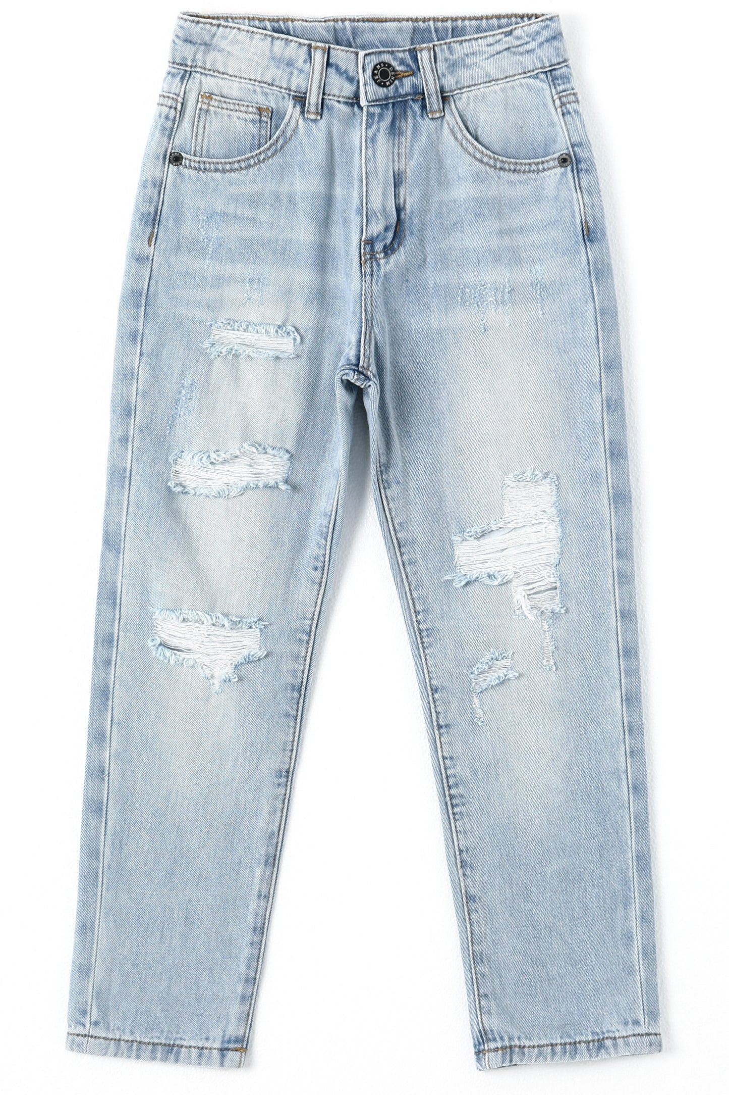 Baby Boys Elastic Band Ripped Washed Soft Cotton Jeans