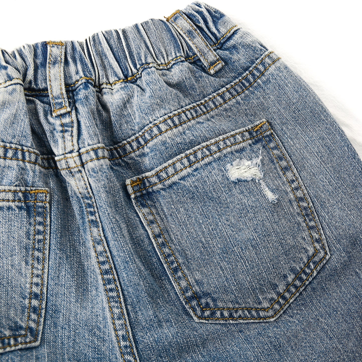 12M-13T Girls Slim Fit Pull On Jeans,Ribbed Waistband Stretch Denim Pants
