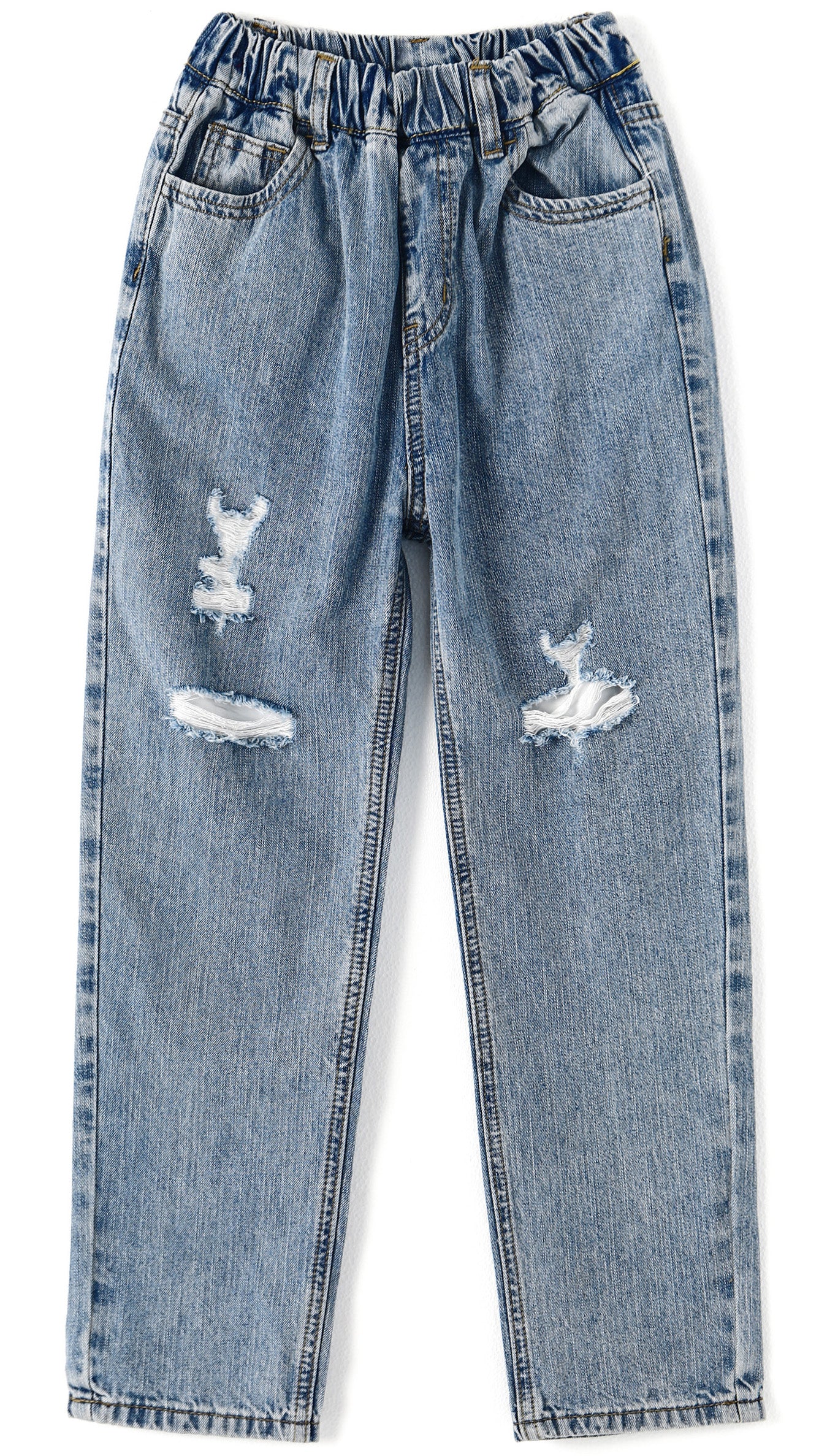 12M-13T Girls Slim Fit Pull On Jeans,Ribbed Waistband Stretch Denim Pants