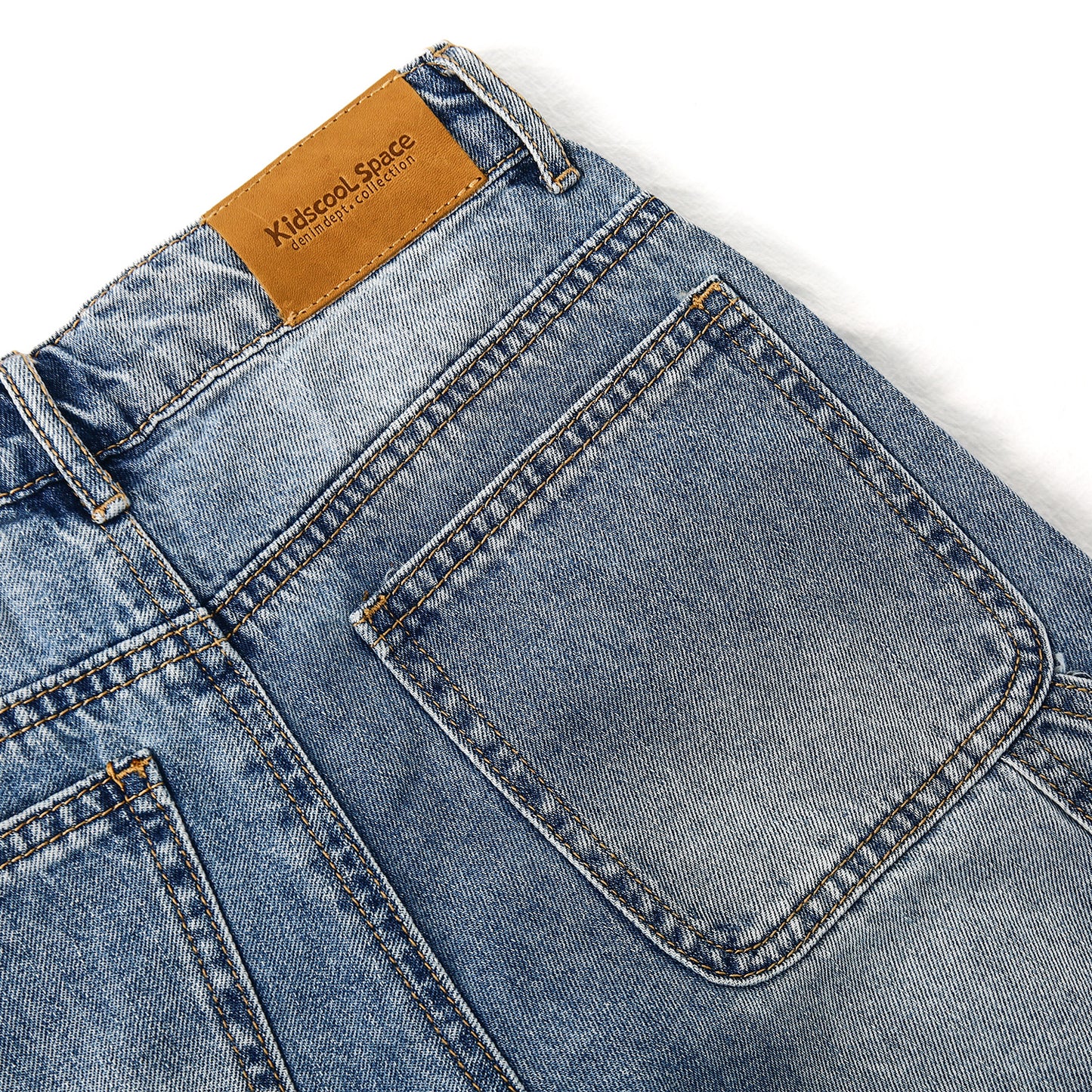 Girls' Wide-Leg Jeans, Elastic Band Inside Big Patchwork Flared Denim Pants