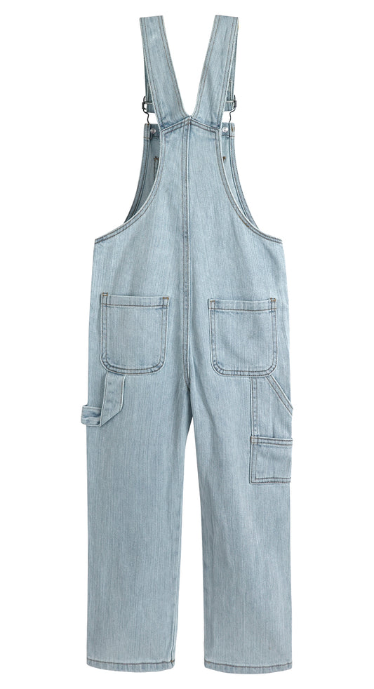 Kids' Denim Bib Overalls, Little Big Kids 3 Buttons Both Sides Jean Dungarees Pants