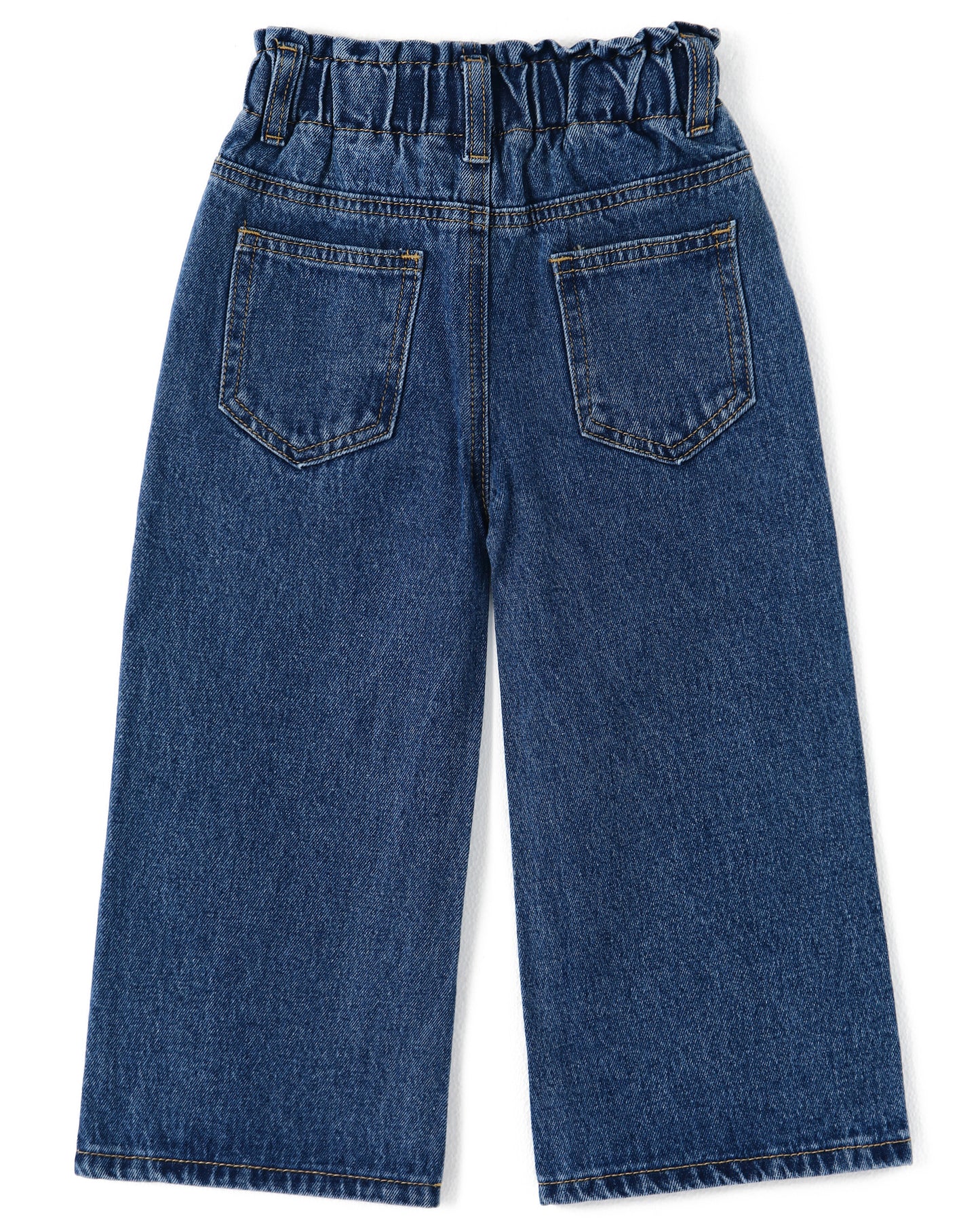 Baby Girls Jeans,Toddler Elastic Waist with D-ring Slant Pockets Wide-leg Denim Pants