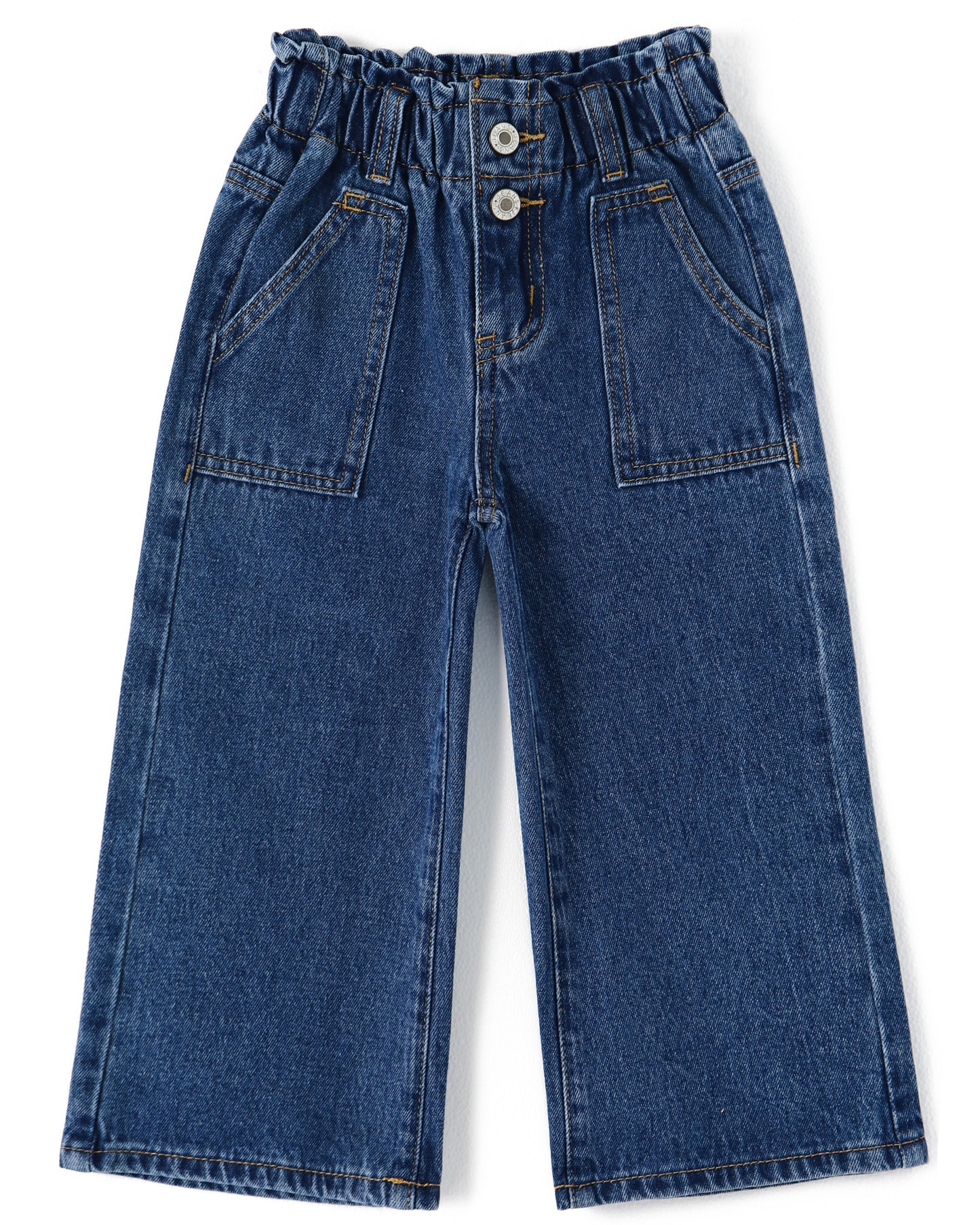 Baby Girls Jeans,Toddler Elastic Waist with D-ring Slant Pockets Wide-leg Denim Pants