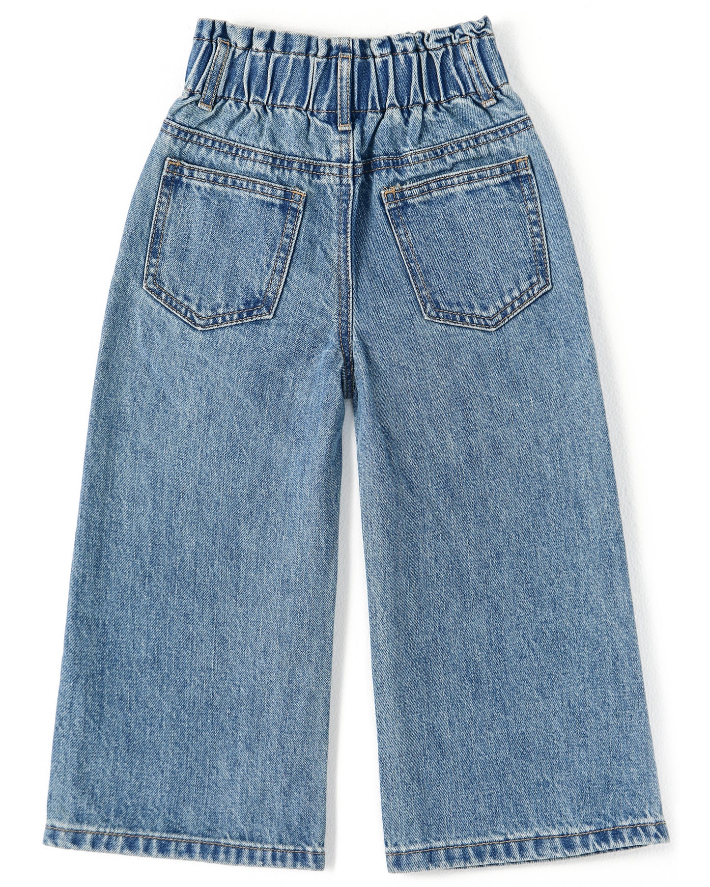 Baby Girls Jeans,Toddler Elastic Waist with D-ring Slant Pockets Wide-leg Denim Pants