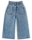 Baby Girls Jeans,Toddler Elastic Waist with D-ring Slant Pockets Wide-leg Denim Pants