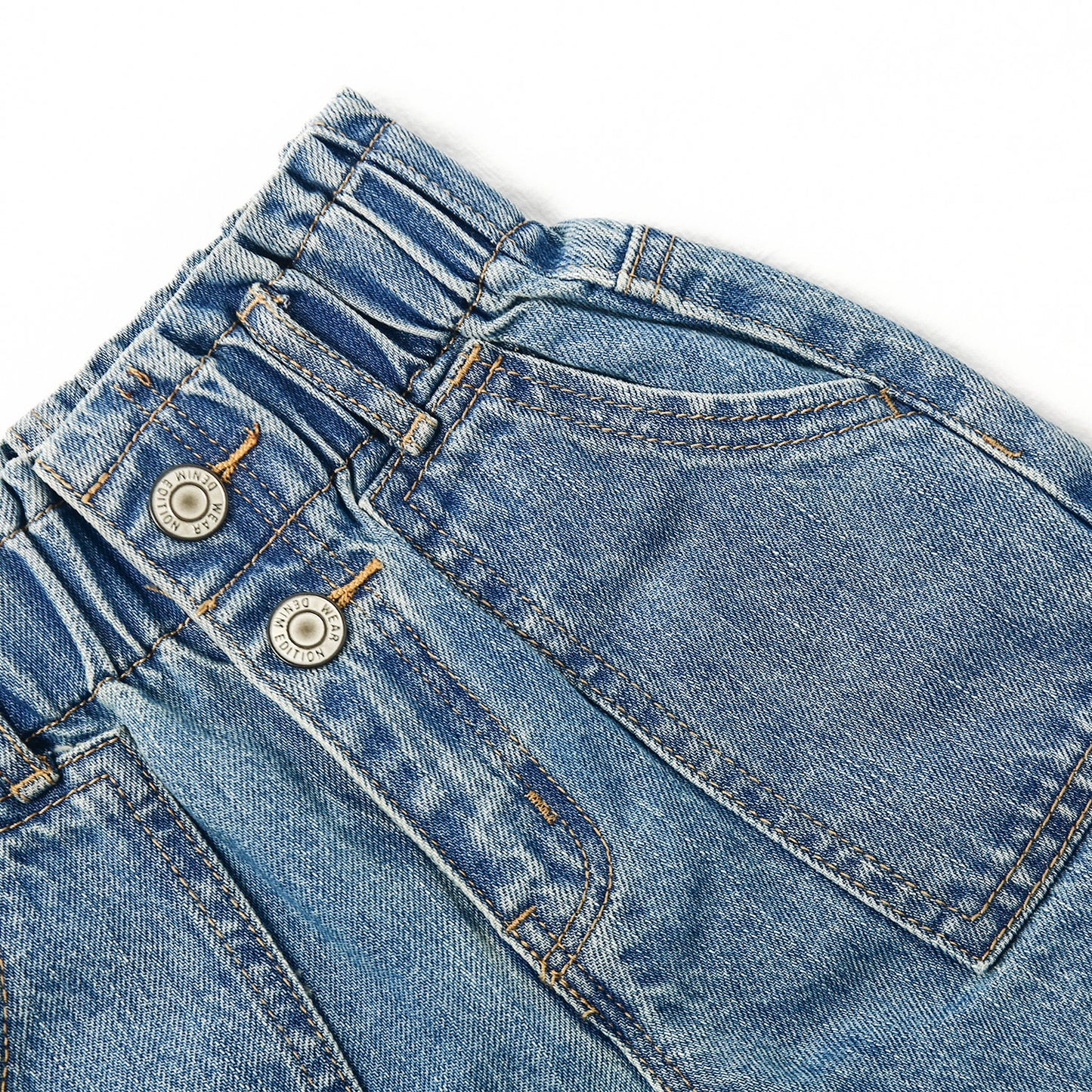 Baby Girls Jeans,Toddler Elastic Waist with D-ring Slant Pockets Wide-leg Denim Pants