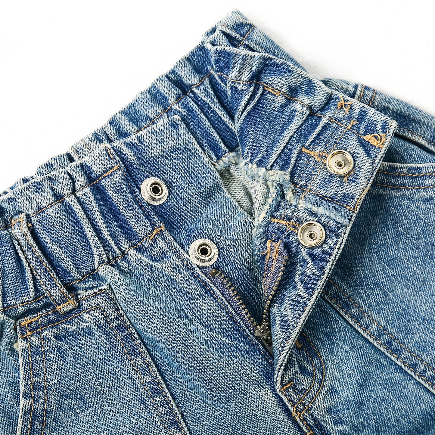Baby Girls Jeans,Toddler Elastic Waist with D-ring Slant Pockets Wide-leg Denim Pants