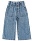 Baby Girls Jeans,Toddler Elastic Waist with D-ring Slant Pockets Wide-leg Denim Pants