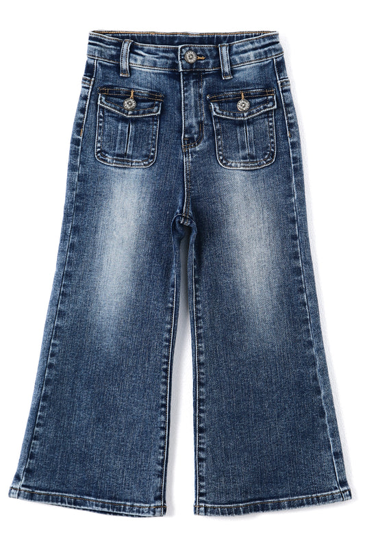 Little Girls Jeans, 12M-13T Wide Size Range Wide-leg Flared Stretchy Denim Pants
