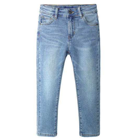 Little Girls Boys Jeans, 5-14T Micro Distressed Elastic Waistband Inside Stretchy Denim Pants