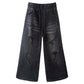 Little Girls Ripped Denim Pants, 5-14T Wide-leg Loose Elastic Waist with String Flared Jeans