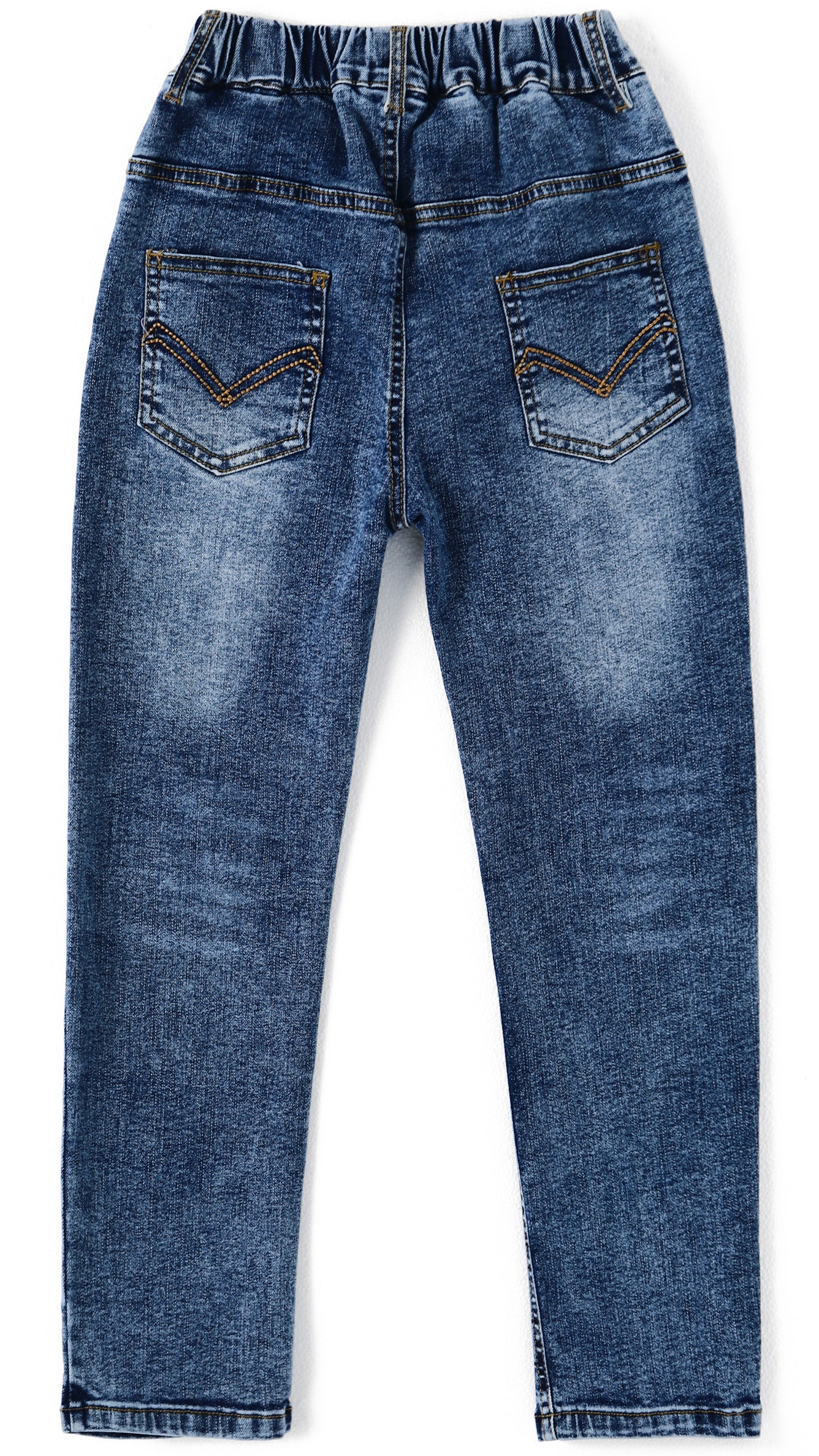 Child Simple Design Denim Pants,12M-14T Wide Age Ranges Ribbed Elastic Waist Jeans