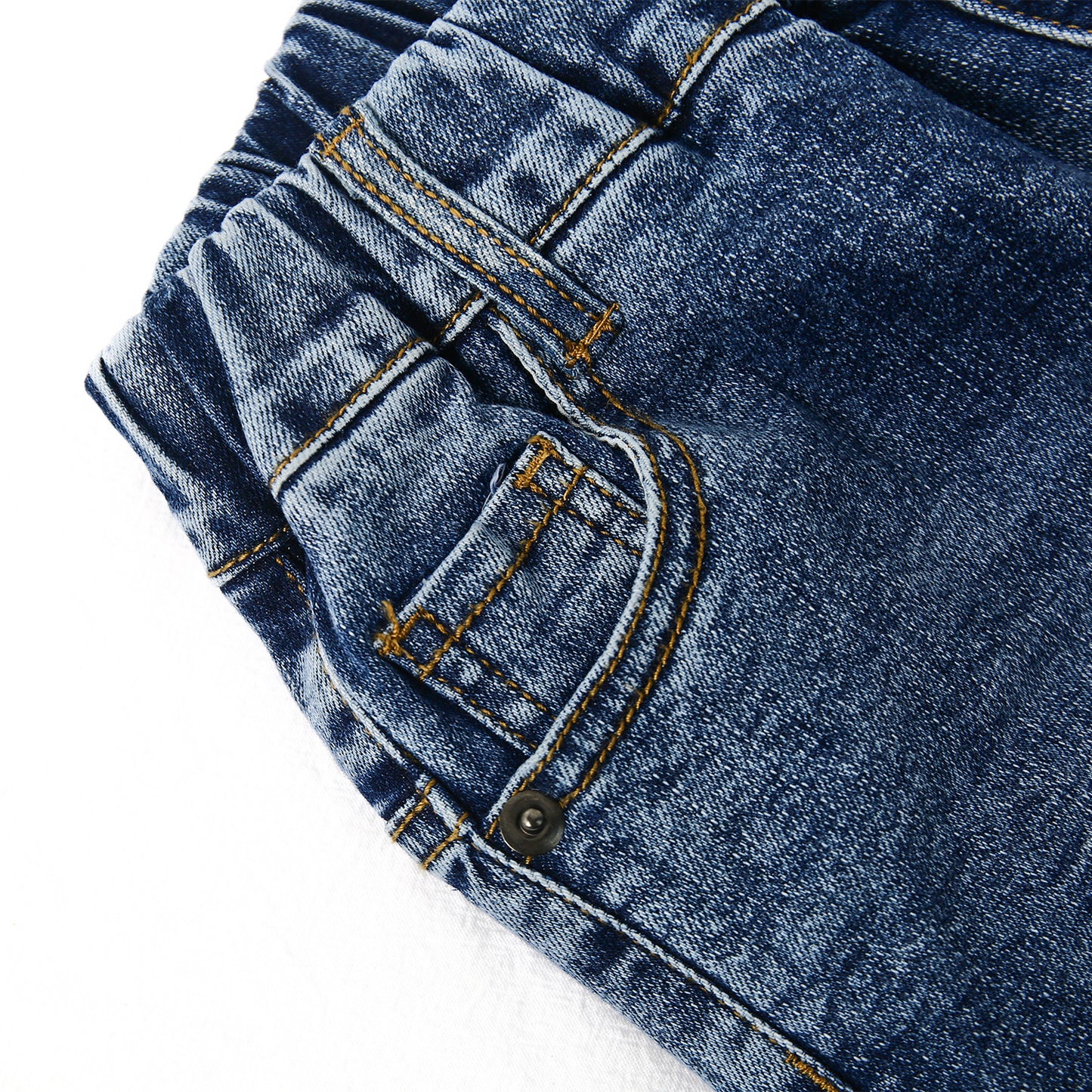 Child Simple Design Denim Pants,12M-14T Wide Age Ranges Ribbed Elastic Waist Jeans