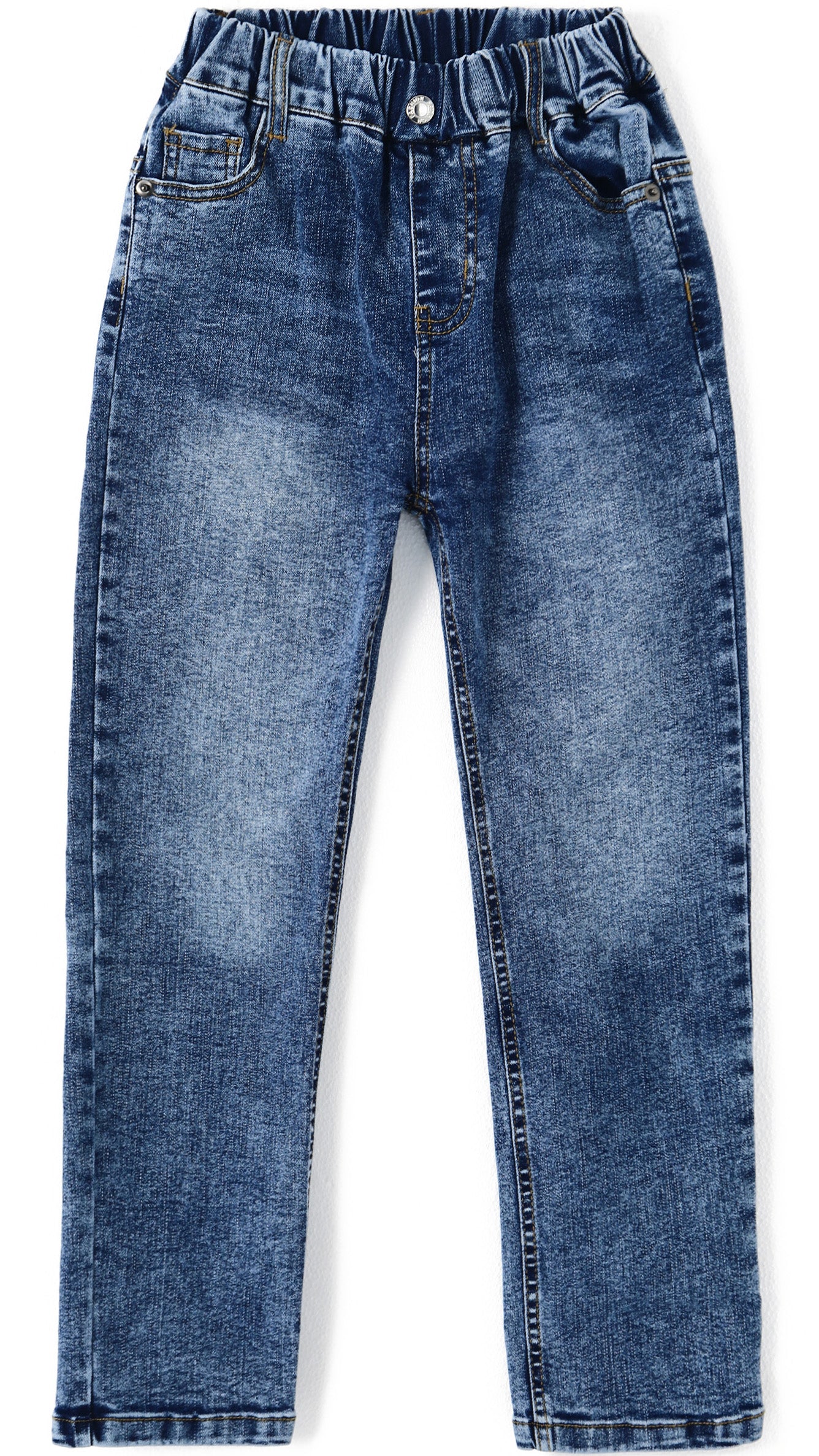 Child Simple Design Denim Pants,12M-14T Wide Age Ranges Ribbed Elastic Waist Jeans