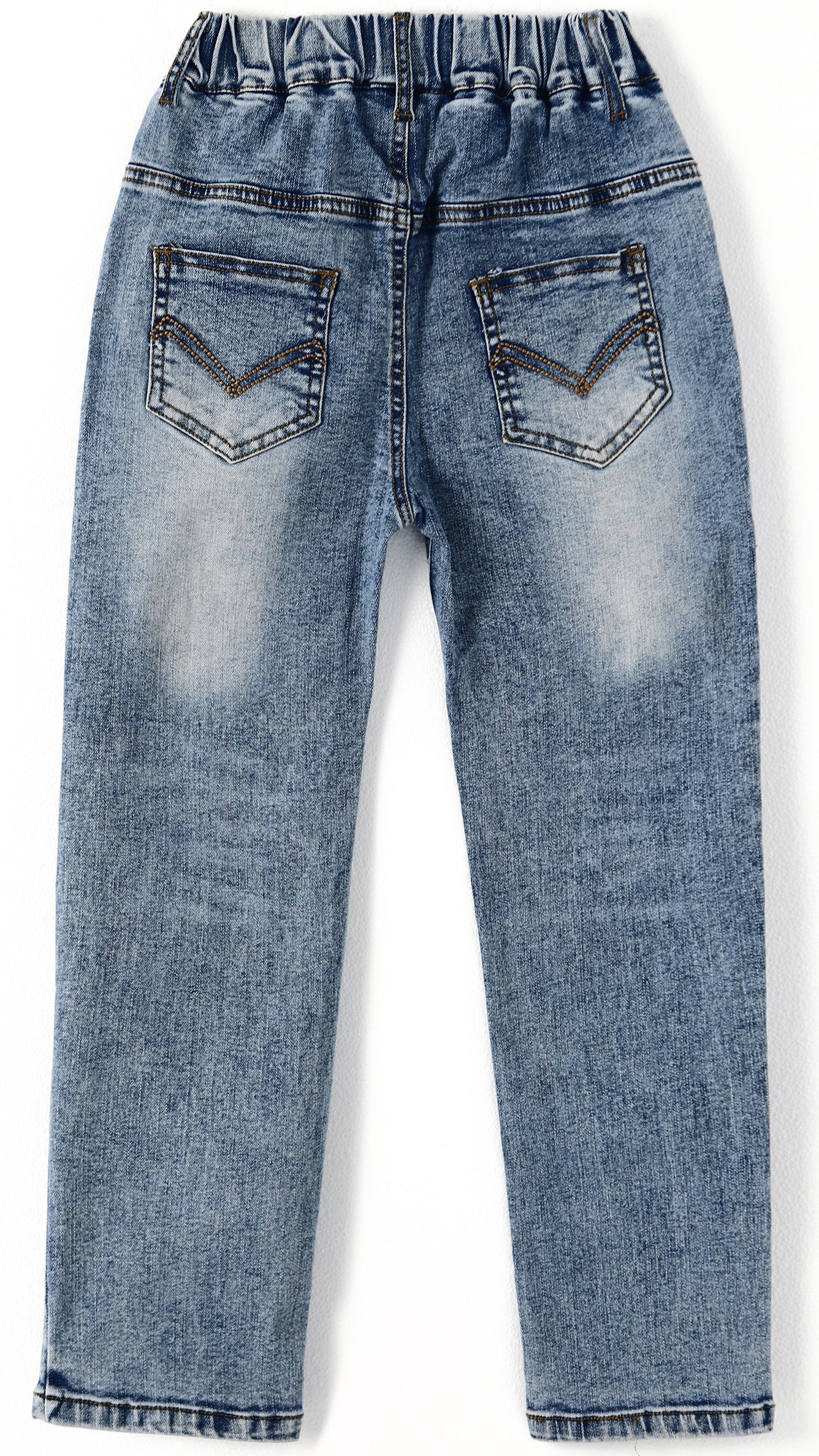 Child Simple Design Denim Pants,12M-14T Wide Age Ranges Ribbed Elastic Waist Jeans