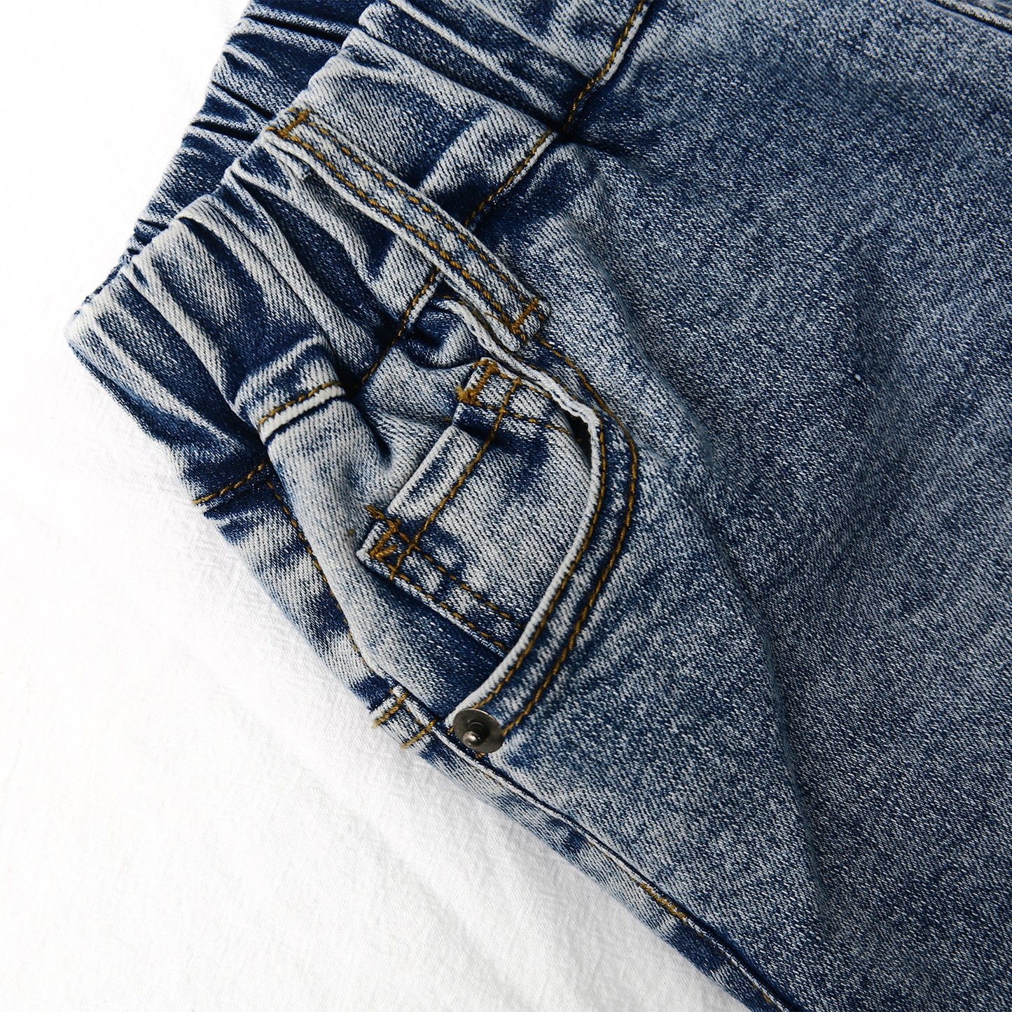 Child Simple Design Denim Pants,12M-14T Wide Age Ranges Ribbed Elastic Waist Jeans