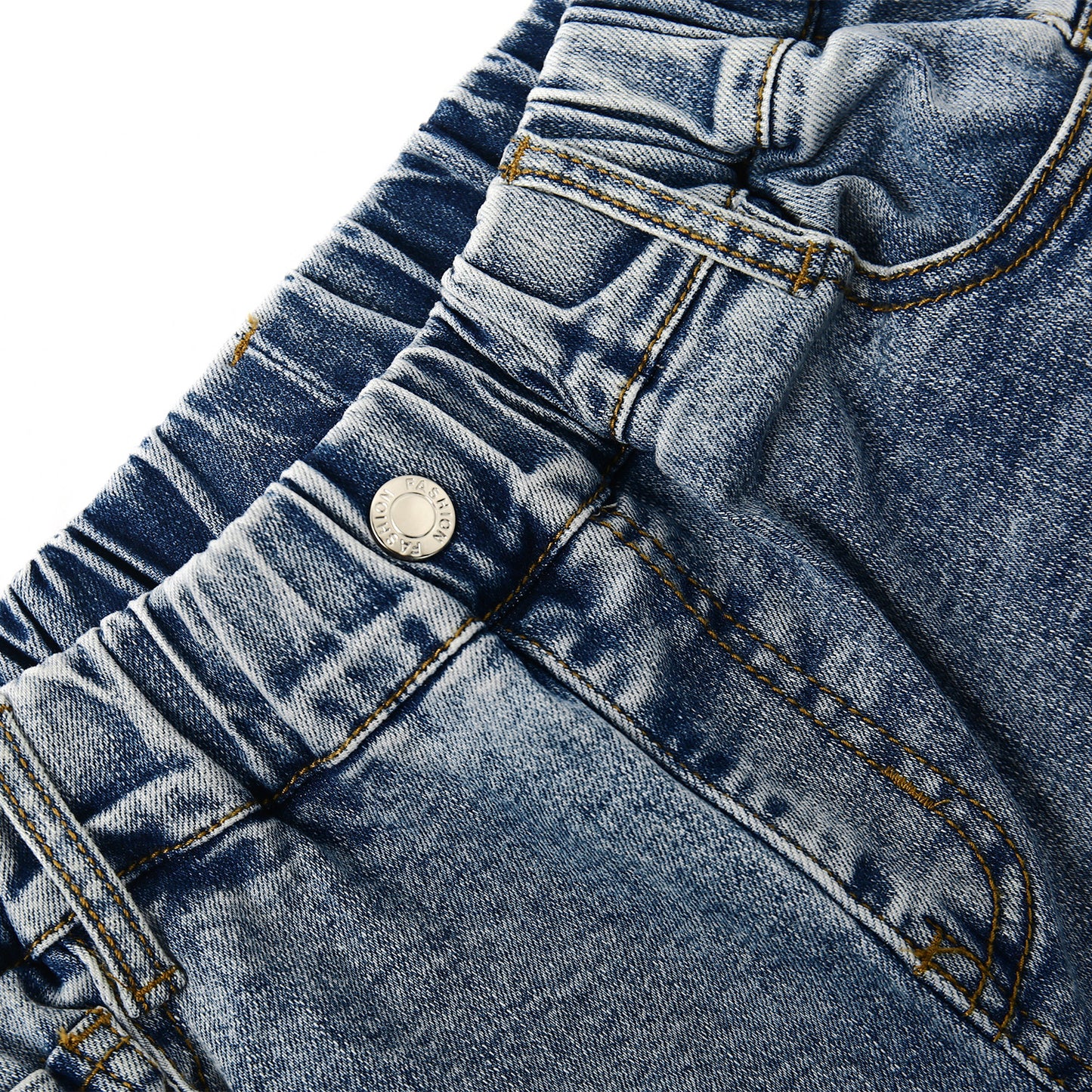 Child Simple Design Denim Pants,12M-14T Wide Age Ranges Ribbed Elastic Waist Jeans