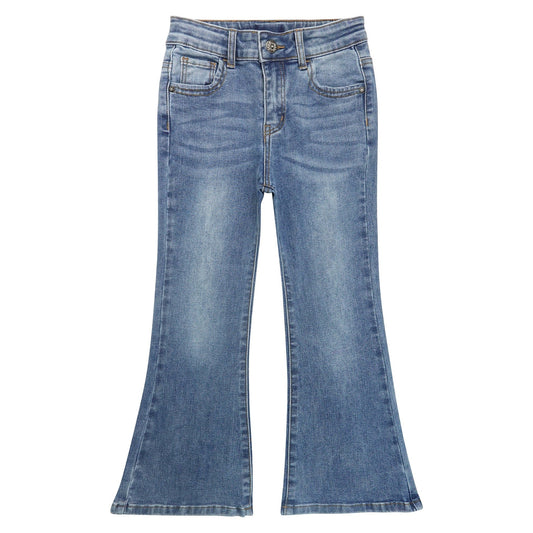 Girls Flared Denim Pants, 18M-14T Wide Age Ranges Elastic Waistband Inside Stretchy Slim Jeans