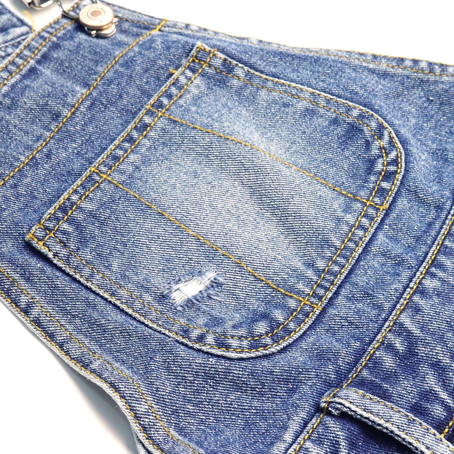 6-14T Girls Denim Shotalls, Damaged Fashion Raw Edge Hem Jeans Summer Shorts