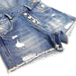 6-14T Girls Denim Shotalls, Damaged Fashion Raw Edge Hem Jeans Summer Shorts