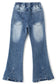 Girls Ribbed Waist Flared Denim Pants, 18M-14T Wide Age Ranges Bell-bottom Stretchy Slim Jeans