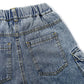 8-Pocket Girls Wide-leg Denim Pants, 5-14T Ribbed Elastic Waist Jeans
