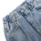 8-Pocket Girls Wide-leg Denim Pants, 5-14T Ribbed Elastic Waist Jeans