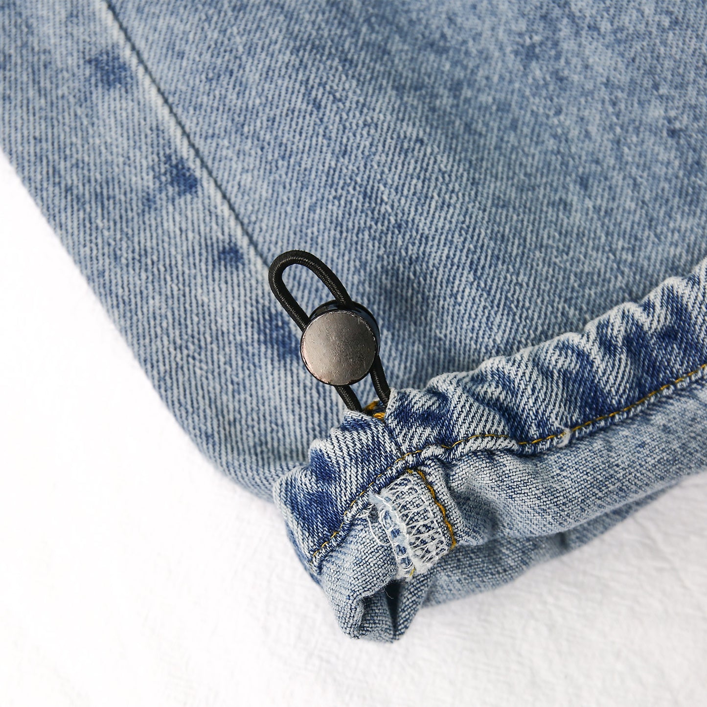 6-Pocket Girls Wide-Leg Denim Pants, 5-14T Ribbed Waist with D-Ring Loops & String Cargo Jeans