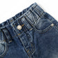 Baby Girls Boys Jeans, 12M-5T Little Kids Ribbed Waist With D-rings Denim Pants