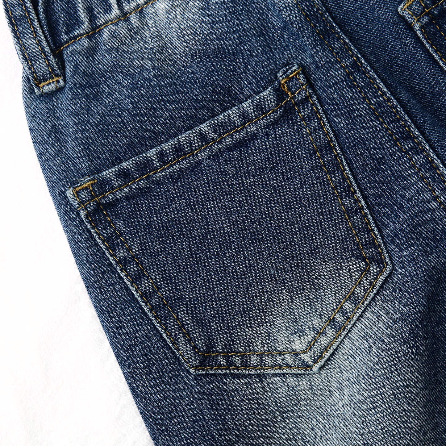 Baby Girls Boys Jeans, 12M-5T Little Kids Ribbed Waist With D-rings Denim Pants