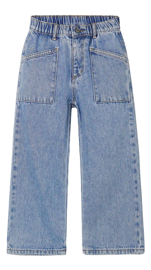Baby Girls Boys Jeans, 12M-5T Kids Ribbed Waist with D-Rings Denim Pants