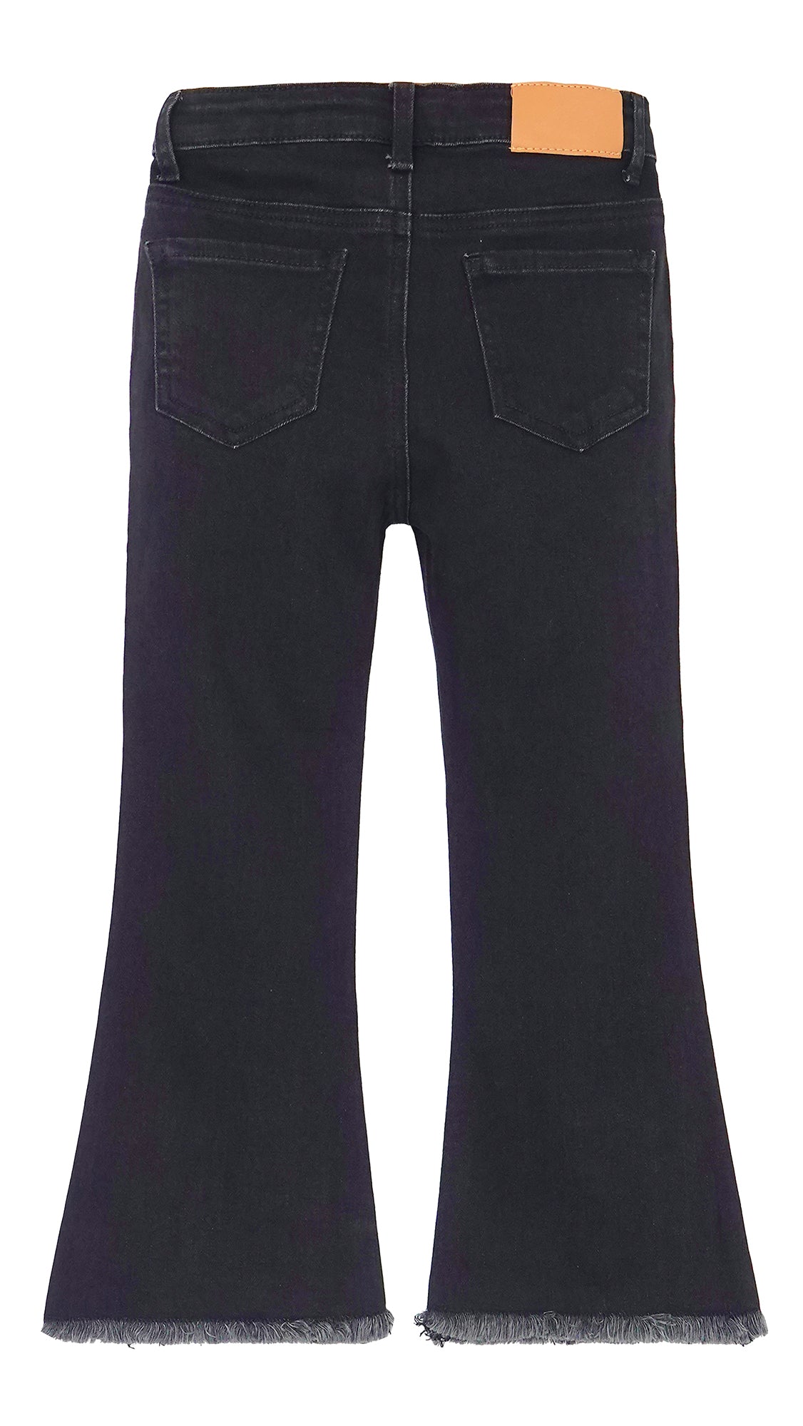 12M-5T Baby Little Girls Flared Jeans, Raw Edge Hem Stretchy Denim Pants