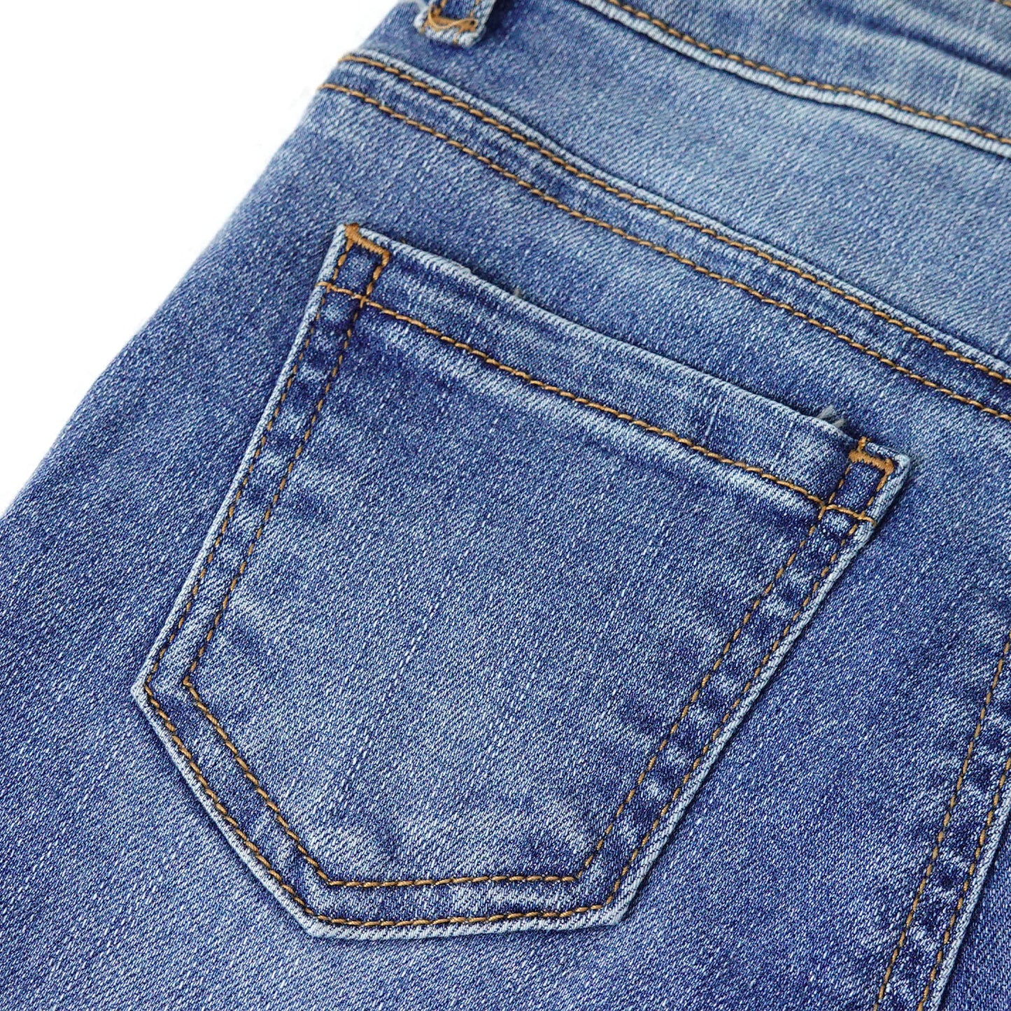 12M-5T Baby Little Girls Flared Jeans, Raw Edge Hem Stretchy Denim Pants