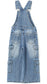 6-13T Girls’ Denim Cargo Overalls, Wide Leg Jean Dungarees