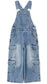 6-13T Girls’ Denim Cargo Overalls, Wide Leg Jean Dungarees