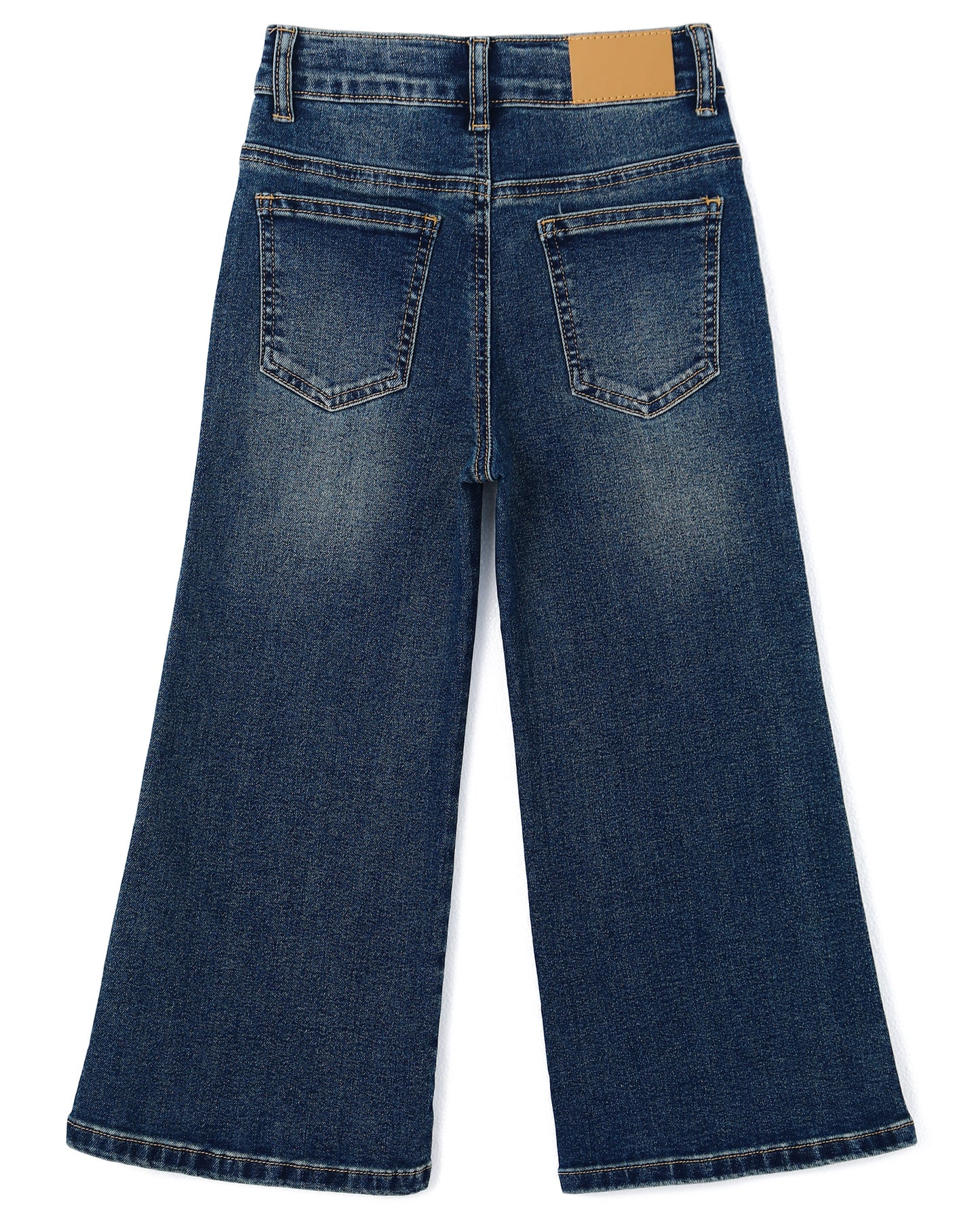 Girls Wide-Leg Jeans,Baggy Stretchy Denim Pants with Metal Rivet Decoration