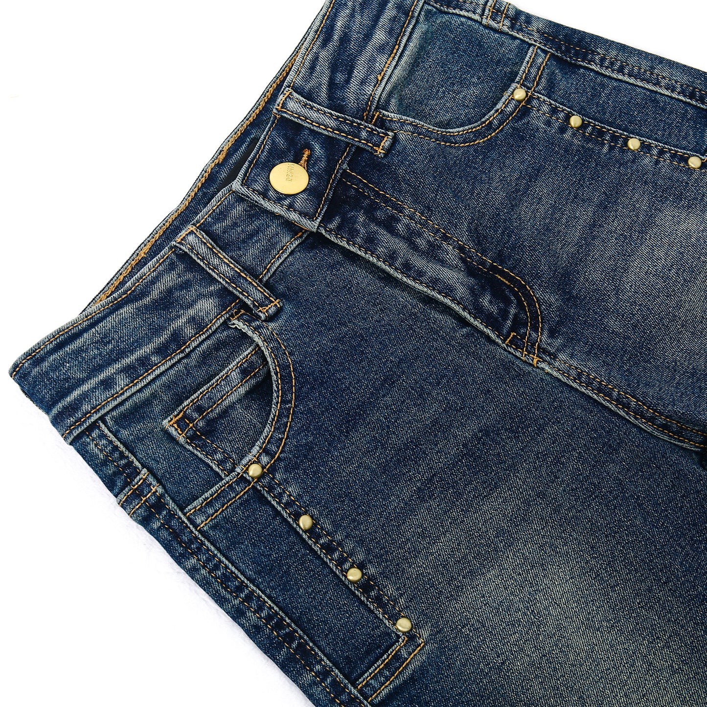 Girls Wide-Leg Jeans,Baggy Stretchy Denim Pants with Metal Rivet Decoration