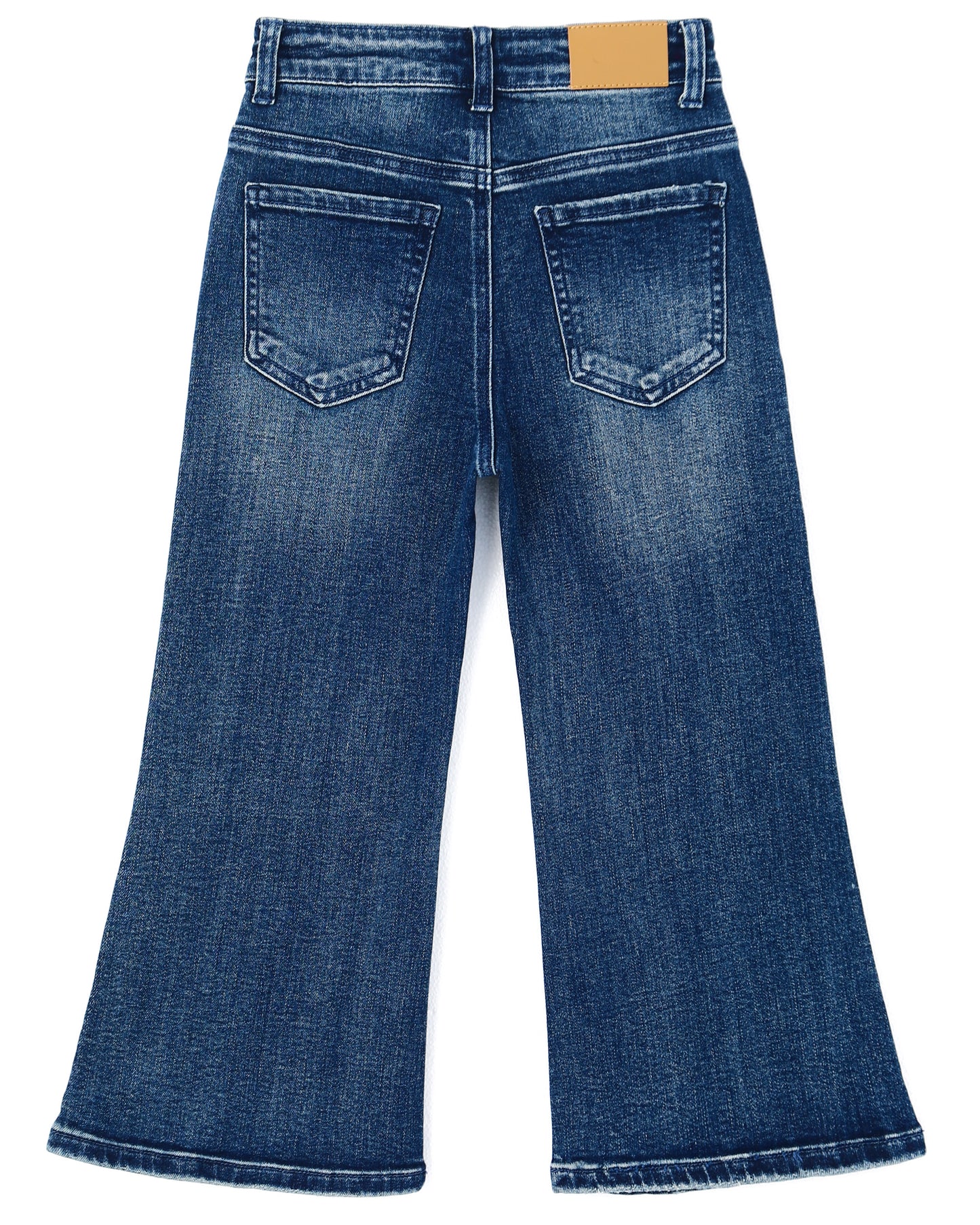 5-13T Girls Wide Leg Jeans, Micro Distressed Heart Shapped Denim Pants