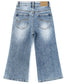 5-13T Girls Wide Leg Jeans, Simple Design Micro Distressed Denim Pants
