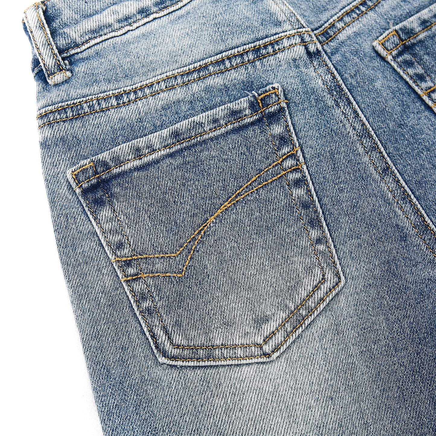5-13T Girls Wide Leg Jeans, Simple Design Micro Distressed Denim Pants