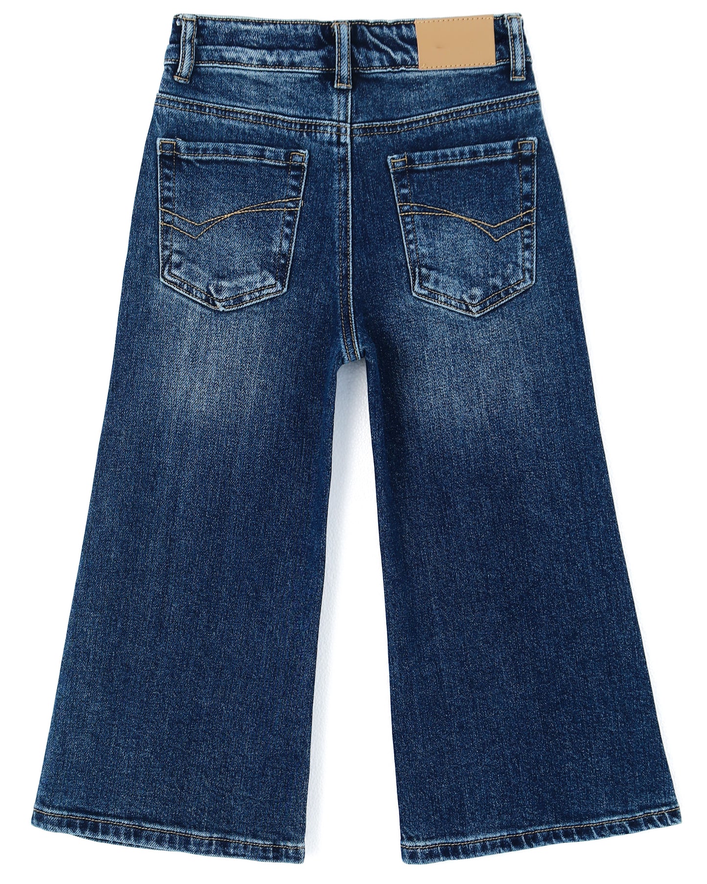 5-13T Girls Wide Leg Jeans, Simple Design Micro Distressed Denim Pants
