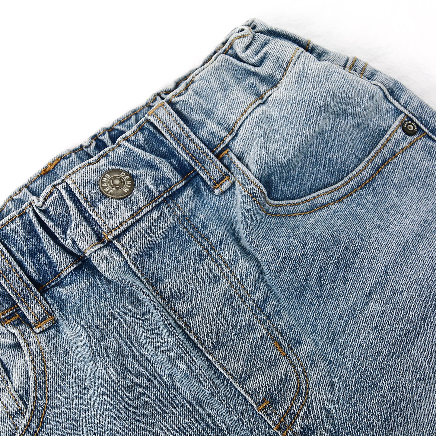 5-13T Girls Wide Leg Jeans, Ribbed Elastic Waist Pull on Denim Pants