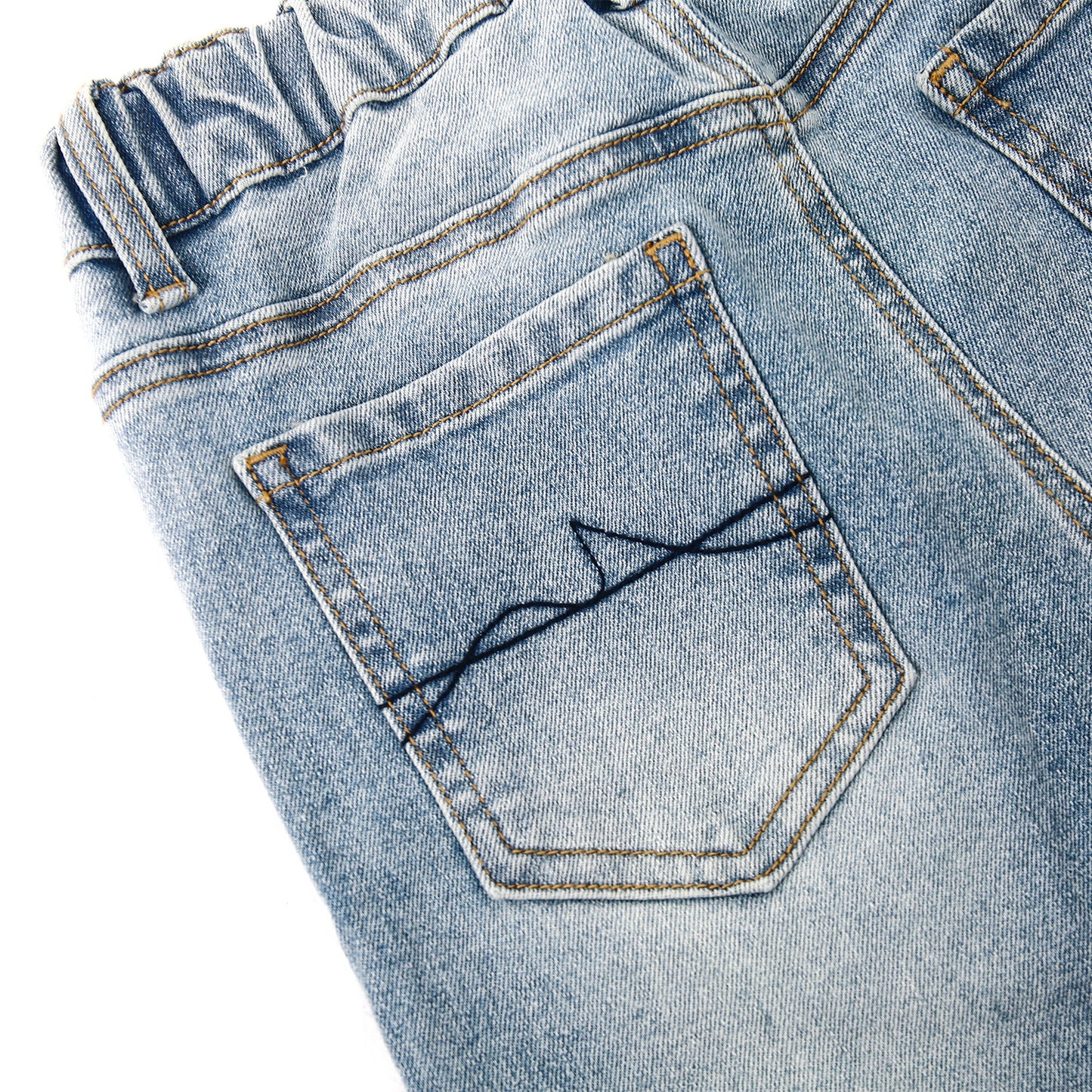 5-13T Girls Wide Leg Jeans, Ribbed Elastic Waist Pull on Denim Pants
