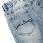 5-13T Girls Wide Leg Jeans, Ribbed Elastic Waist Pull on Denim Pants