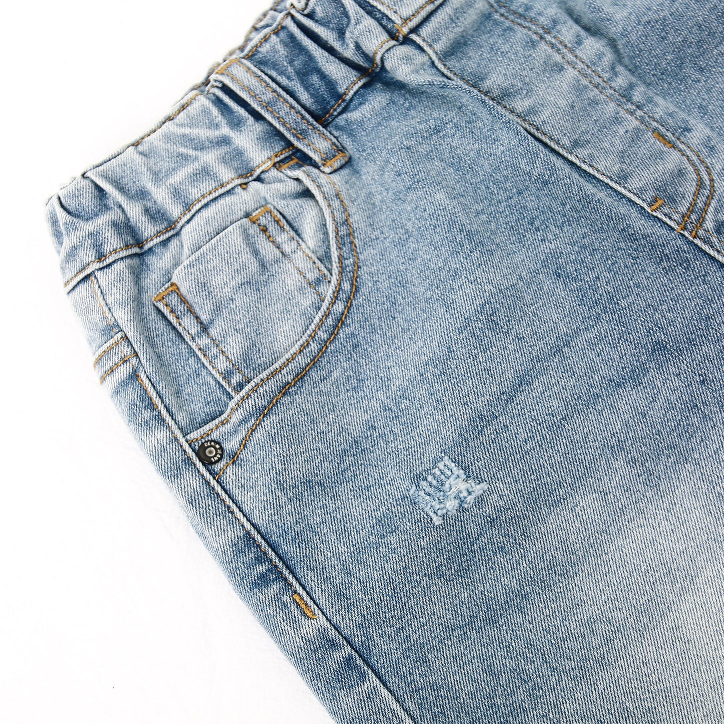 5-13T Girls Wide Leg Jeans, Ribbed Elastic Waist Pull on Denim Pants